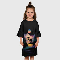 Платье клеш для девочки Природа в темноте, цвет: 3D-принт — фото 2