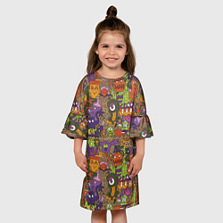Платье клеш для девочки Монсты, цвет: 3D-принт — фото 2