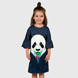Платье клеш для девочки Панда Краски Брызги, цвет: 3D-принт — фото 2