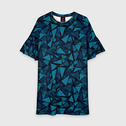 Платье клеш для девочки Синий полигональный паттерн, цвет: 3D-принт