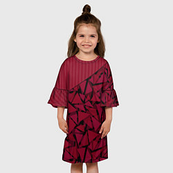 Платье клеш для девочки Красный комбинированный узор, цвет: 3D-принт — фото 2