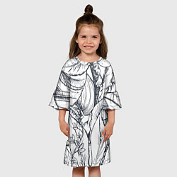 Платье клеш для девочки Тропические листья, цвет: 3D-принт — фото 2
