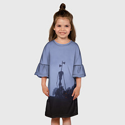 Платье клеш для девочки СИРЕНОГОЛОВЫЙ У ДОМА, цвет: 3D-принт — фото 2