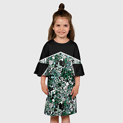 Платье клеш для девочки Черно-зеленые каракули, цвет: 3D-принт — фото 2