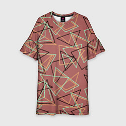 Платье клеш для девочки Террактовый геометрический, цвет: 3D-принт