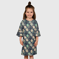 Платье клеш для девочки Цветочный ретро узор, цвет: 3D-принт — фото 2