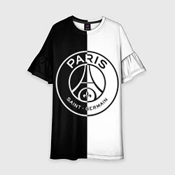 Платье клеш для девочки ФК ПСЖ PSG BLACK & WHITE, цвет: 3D-принт