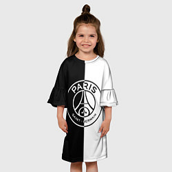 Платье клеш для девочки ФК ПСЖ PSG BLACK & WHITE, цвет: 3D-принт — фото 2