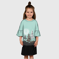 Платье клеш для девочки Лес Мозаичный узор, цвет: 3D-принт — фото 2