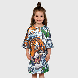 Платье клеш для девочки Тигр, цвет: 3D-принт — фото 2