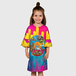 Платье клеш для девочки Путешествие Colorful, цвет: 3D-принт — фото 2
