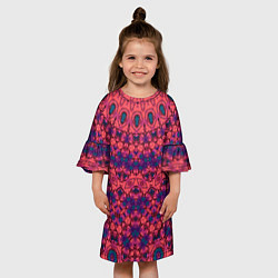 Платье клеш для девочки Круглый красный орнамент, цвет: 3D-принт — фото 2
