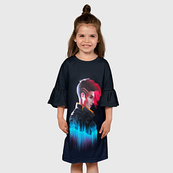 Платье клеш для девочки Cyberpunk Girl, цвет: 3D-принт — фото 2