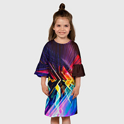 Платье клеш для девочки Цифровая радуга, цвет: 3D-принт — фото 2