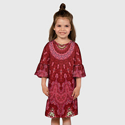 Платье клеш для девочки Красно-розовый калейдоскоп, цвет: 3D-принт — фото 2