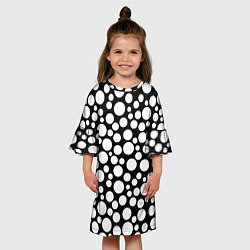 Платье клеш для девочки Черно-белый горох, цвет: 3D-принт — фото 2