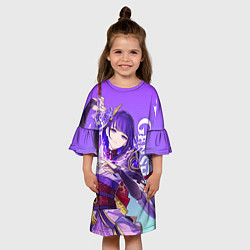 Платье клеш для девочки Genshin Impact, Сёгун Райдэн, цвет: 3D-принт — фото 2