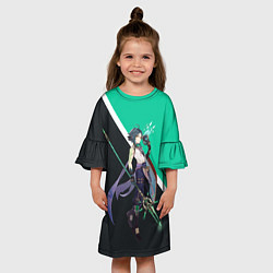 Платье клеш для девочки XIAO СЯО ГЕНШИН, цвет: 3D-принт — фото 2