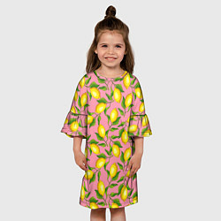 Платье клеш для девочки Лимоны паттерн, цвет: 3D-принт — фото 2