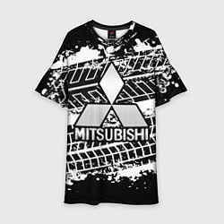 Платье клеш для девочки MITSUBISHI СЛЕДЫ ШИН, цвет: 3D-принт