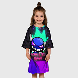 Платье клеш для девочки Geometry Dash: Neon Evil, цвет: 3D-принт — фото 2