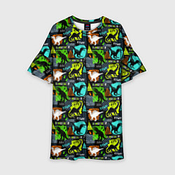 Платье клеш для девочки Dinosaurs, цвет: 3D-принт