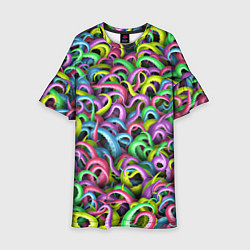 Платье клеш для девочки Психоделические щупальца, цвет: 3D-принт