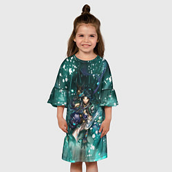 Платье клеш для девочки Сяо Геншин Импакт Z, цвет: 3D-принт — фото 2