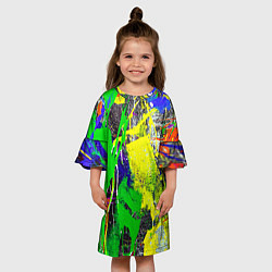 Платье клеш для девочки Брызги красок Grunge Paints, цвет: 3D-принт — фото 2