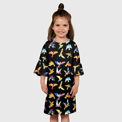 Платье клеш для девочки Акварельные птица, цвет: 3D-принт — фото 2