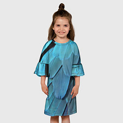 Платье клеш для девочки Перья попугая, цвет: 3D-принт — фото 2