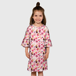 Платье клеш для девочки Пирожные, цвет: 3D-принт — фото 2