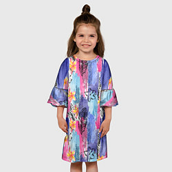 Платье клеш для девочки Путешественник, цвет: 3D-принт — фото 2