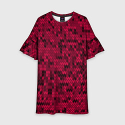 Платье клеш для девочки Красно-черный абстрактный узор, цвет: 3D-принт