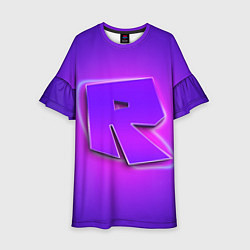 Платье клеш для девочки ROBLOX NEON LOGO РОБЛОКС, цвет: 3D-принт