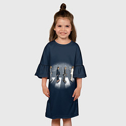 Платье клеш для девочки Битлы на переходе, цвет: 3D-принт — фото 2