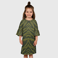 Платье клеш для девочки Милитари шкура тигра, цвет: 3D-принт — фото 2