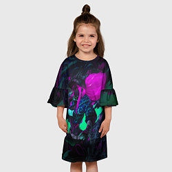 Платье клеш для девочки KDA AKALI NEON АКАЛИ НЕОН LEAGUE OF LEGENDS, цвет: 3D-принт — фото 2
