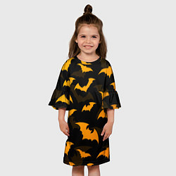 Платье клеш для девочки ЛЕТУЧИЕ МЫШИ НОЧЬ ХЕЛЛОУИН HALLOWEEN NIGHT BATS, цвет: 3D-принт — фото 2