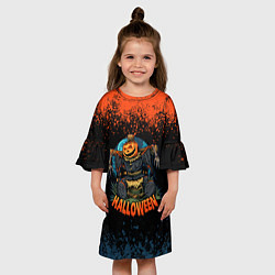 Платье клеш для девочки Пугало из тыквы, цвет: 3D-принт — фото 2