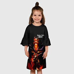 Платье клеш для девочки Леви и Титан - Атака на титанов, цвет: 3D-принт — фото 2