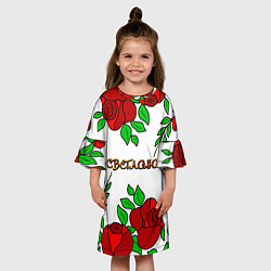 Платье клеш для девочки Светлана в розах, цвет: 3D-принт — фото 2