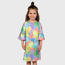 Платье клеш для девочки Цветные пластыри, цвет: 3D-принт — фото 2