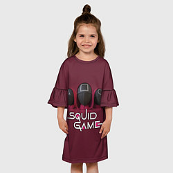 Платье клеш для девочки ИГРА В КАЛЬМАРА ТРИО SQUID GAME TRIO, цвет: 3D-принт — фото 2