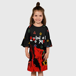 Платье клеш для девочки Игра в кальмара пламя, цвет: 3D-принт — фото 2