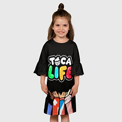 Платье клеш для девочки Toca Life: Friends цвета 3D-принт — фото 2