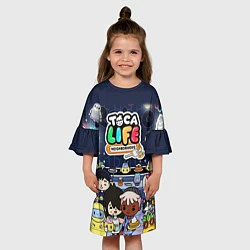 Платье клеш для девочки Toca Life: Персонажи, цвет: 3D-принт — фото 2