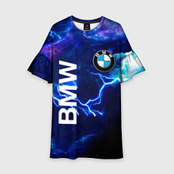 Платье клеш для девочки BMW Синяя молния, цвет: 3D-принт