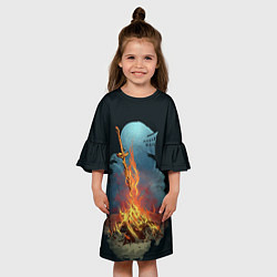Платье клеш для девочки Witcher 3 костер, цвет: 3D-принт — фото 2