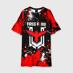 Платье клеш для девочки Free Fire: Брызги и капли красок, цвет: 3D-принт
